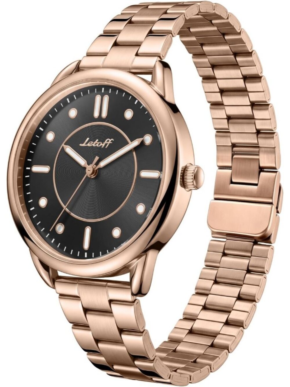 Women's Black Stainless Steel Magnetic Adjustment Band Elegant Wrist Watches